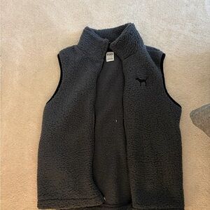 PINK Victoria's Secret Charcoal Fleece Vest